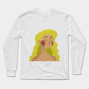 Blonde Long Hair Elegant Lady Long Sleeve T-Shirt